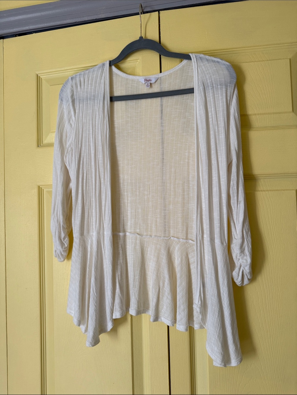 Candie's White Open-Front Draped Cardigan